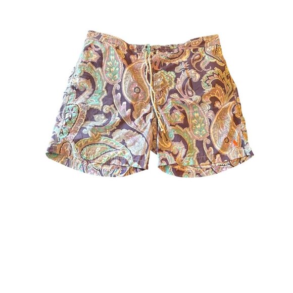Polo Ralph Lauren Purple Paisley Print Swim Shorts XXL Preppy Beach - Picture 1 of 7
